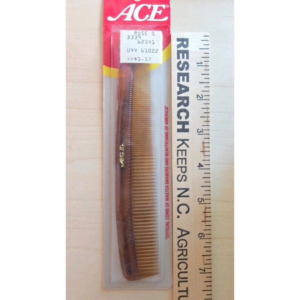 Vintage Ace 7" Hard Rubber Comb #32 All Purpose AA032 Tortoise Brown NOS USA - Picture 4 of 4
